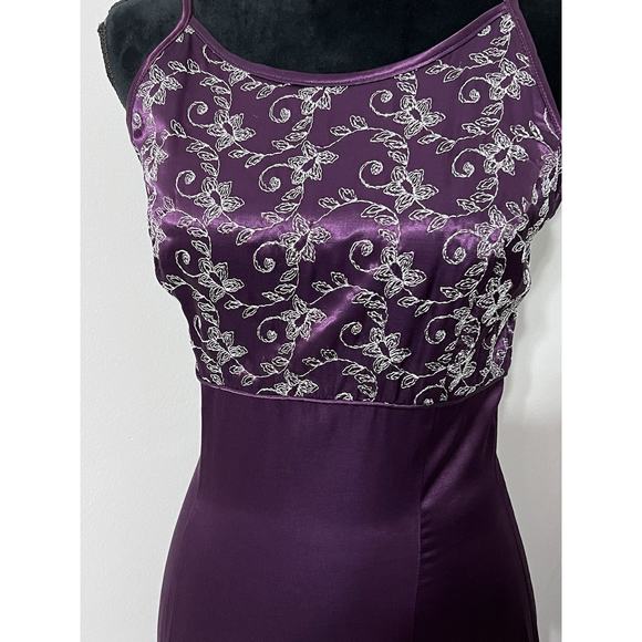 90s Jessica McClintock Gunne Sax Maxi Satin Prom Dress Plum Purple 7/8 Y2K VTG - Picture 4 of 14
